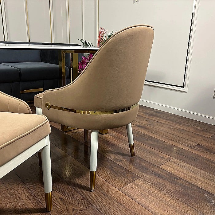 Scaun dining din stofă cu picioare din lemn și inox Modena - C2328 [4]