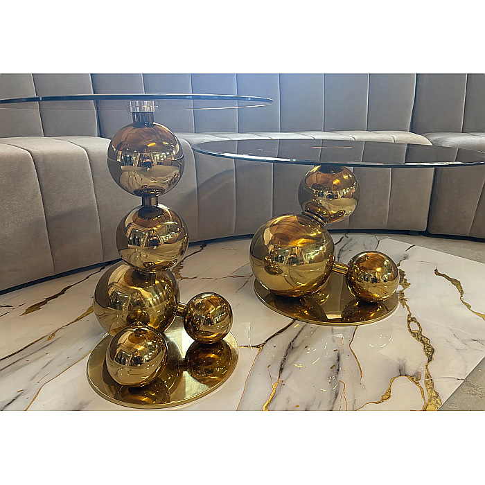 Set măsuțe cafea cu blat din sticlă securizata și picioare din inox Selene - CT2306 [7]