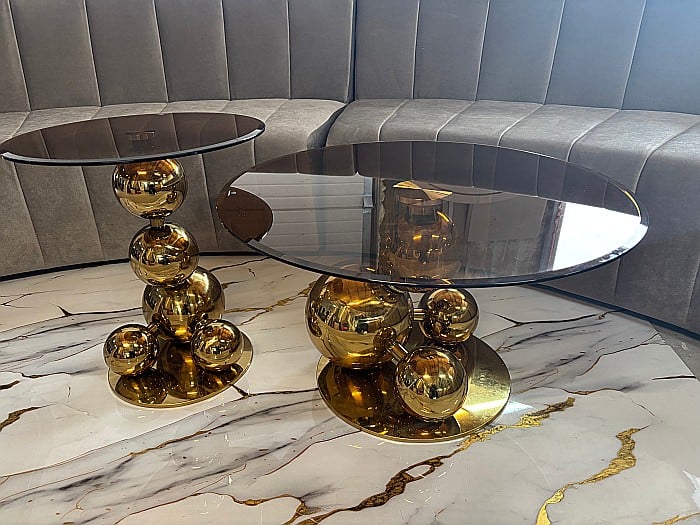 Set măsuțe cafea cu blat din sticlă securizata și picioare din inox Selene - CT2306 [4]