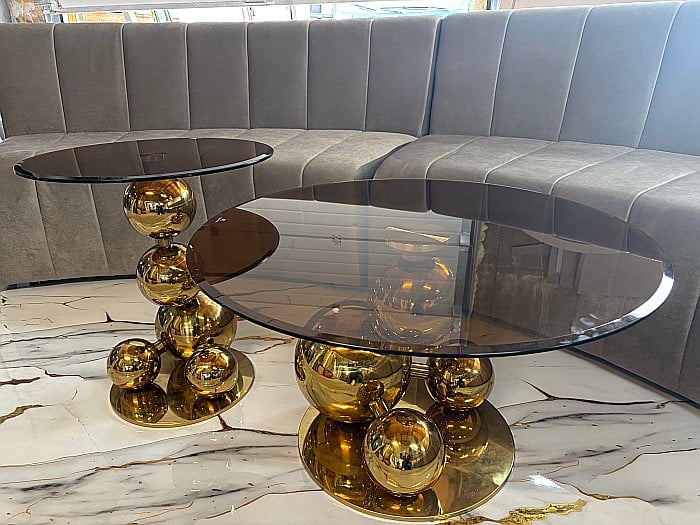 Set măsuțe cafea cu blat din sticlă securizata și picioare din inox Selene - CT2306 [6]