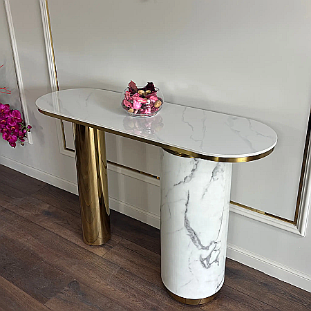 Mobilier Premium - Consolă mobilier cu blat din compozit și picioare din inox Marble Glow - CST2240A