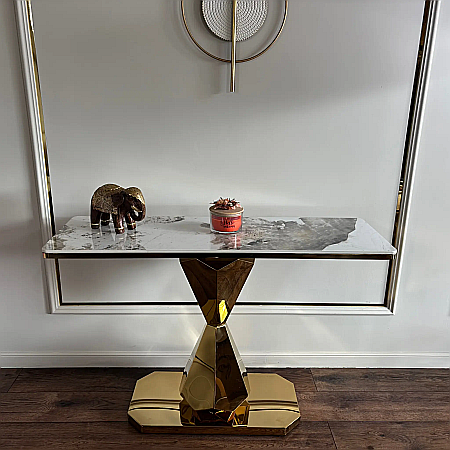 Mobilier Premium - Consolă mobilier cu blat din compozit și picior din inox Astral Marble - CST2301