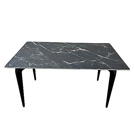 OUTLET Mobilier - Masă dining cu blat negru din compozit și cadru metalic Compact - DT2413