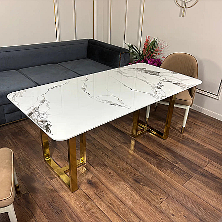 Mobilier Premium - Masă dining cu blat din compozit și picioare din inox Eterna Luxe - DT2133