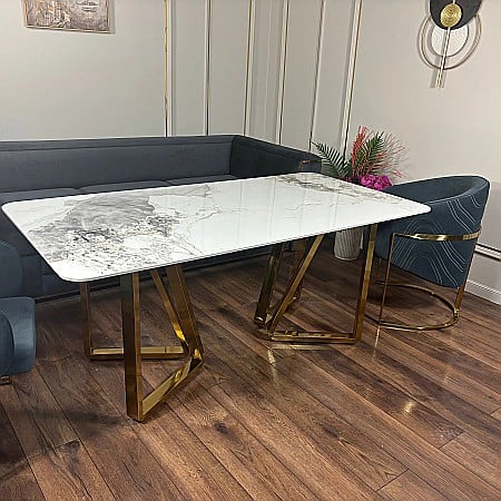 Mobilier Premium - Masă dining cu blat din compozit și picioare din inox Nerisa - DT2228