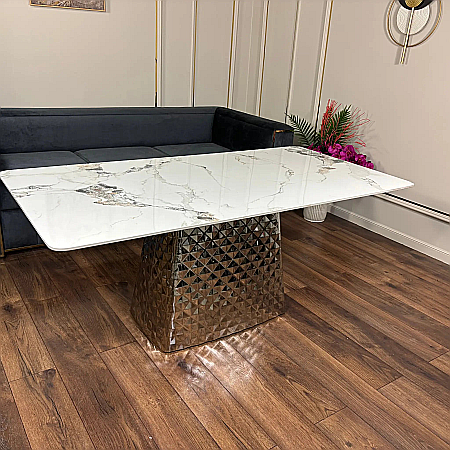 Mobilier Premium - Masă dining cu blat din compozit și bază din inox Kallisto - KM182