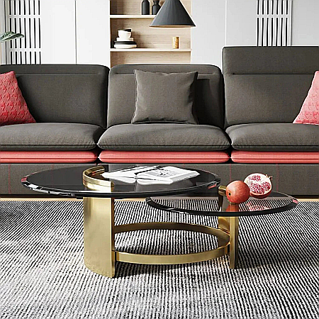 Mobilier Premium - Măsuță cafea cu blat din sticlă securizată și picior din inox Infinity - CT2310