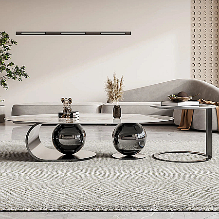 Mobilier Premium - Set măsuțe cafea cu blat din compozit și picioare din inox Nova - CT2319B