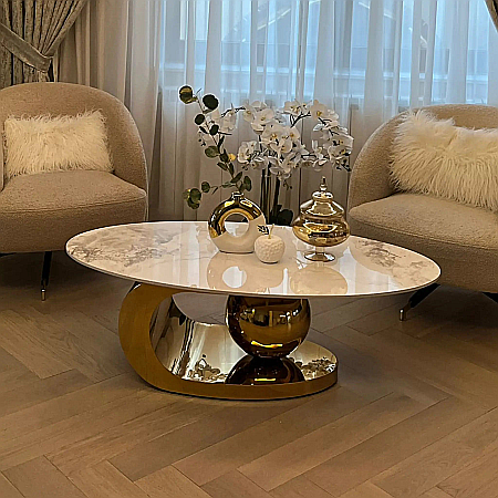 Mobilier Premium - Măsuță cafea cu blat din compozit și picior din inox Pulse - CT2201G