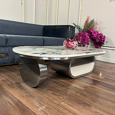 Mobilier Premium - Măsuță cafea cu blat din compozit și picioare din inox Opal - CT8018