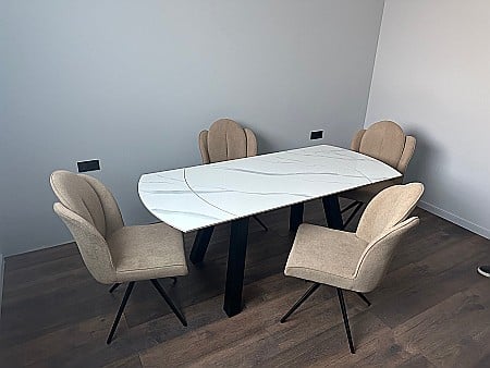 OUTLET Mobilier - Set masa dining Extensia si 6 scaune rotative Aruna