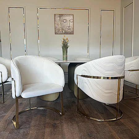 Mobilier Premium - Scaun dining din stofă și picioare din inox Rivoli - C2329