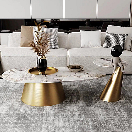 Mobilier Premium - Set măsuțe cafea cu blat din compozit și picioare din inox Isabella - CT2223