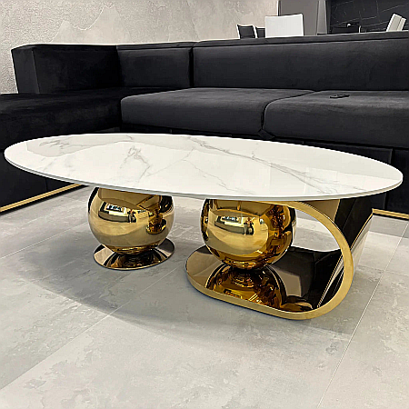 Mobilier Premium - Set măsuțe cafea cu blat din compozit și picioare din inox Nova - CT2318