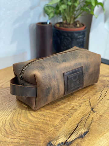 Produse - Borseta cosmetice din piele naturală crazyhorse