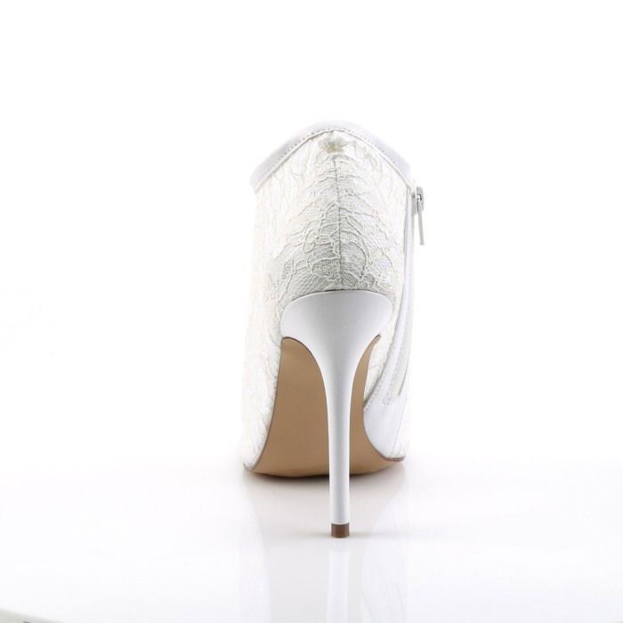 Botine din dantela cu toc inalt de 12 cm elegante albe de mireasa [4]