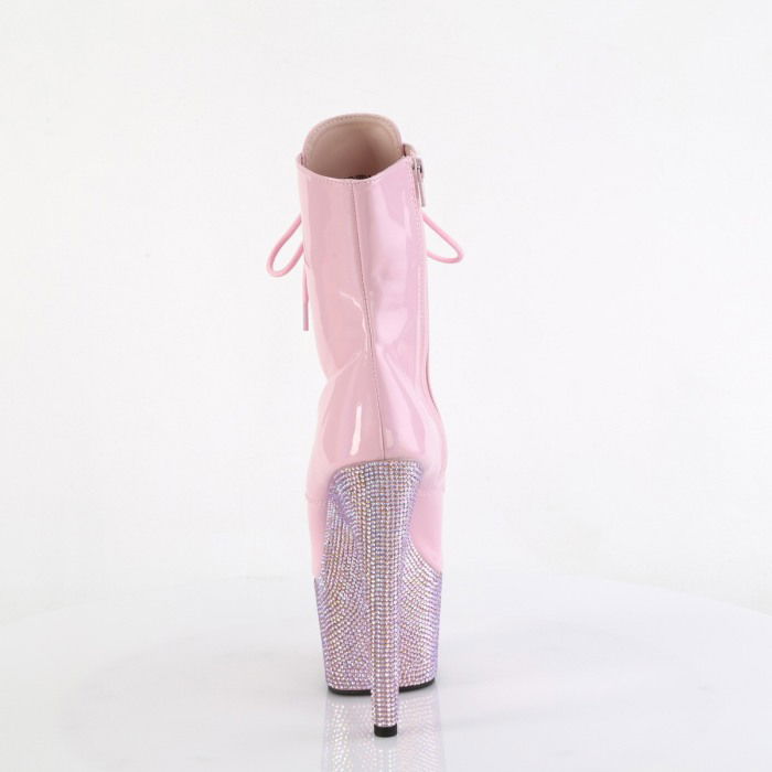 Botine cu toc si platforma, roz, cu pietricele pentru streaptiese [4]
