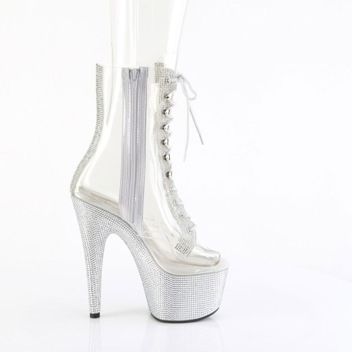 Botine cu toc si platforma, cu pietricele si transparente [5]