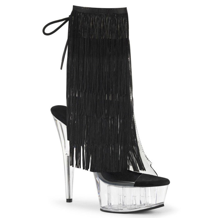 Botine cu franduri, platforma transparenta, toc 15 cm, DELIGHT 1017 TF [1]