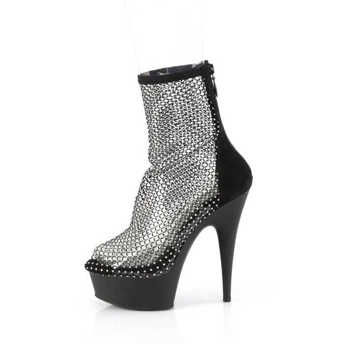 Botine negre cu plasă și cristale Pleaser DELIGHT 1009, toc de 15 cm [4]