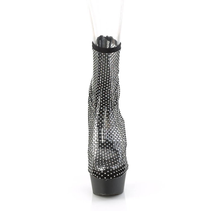 Botine negre cu plasă și cristale Pleaser DELIGHT 1009, toc de 15 cm [2]