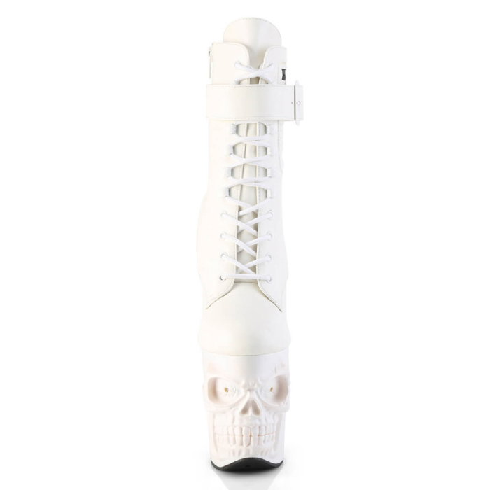 Botine Pleaser RAPTURE 1020 STR LT albe cu craniu LED roșu și toc osos de 20 cm pentru pole dance [3]