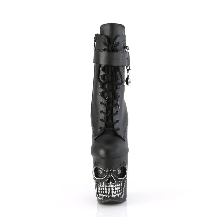 Botine Pleaser RAPTURE 1020 STR LT negre cu craniu LED roșu, platformă de 10 cm și toc osos de 20 cm pentru pole dance [2]