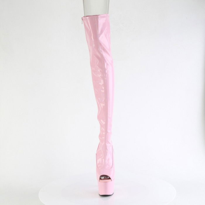 Cizme peste genunchi, roz, mulate, cu toc inalt ADORE 3011 HWR [2]
