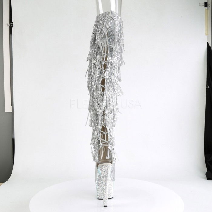 Cizme peste genunchi argintii, comode pentru streaptiese [4]