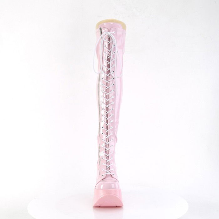 cizme peste genunchi, Demonia Cult, cu platforma, roz [2]