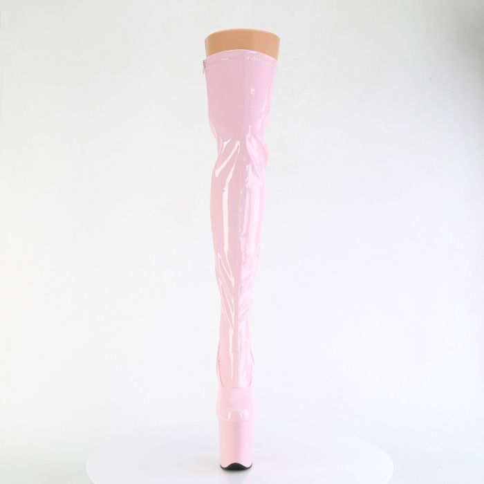 Cizme peste genunchi roz, cu toc inalt 20 cm pole dance papuci dansatoare [3]