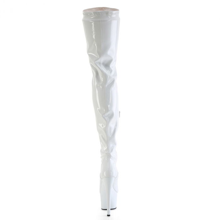 Cizme peste genunchi toc inalt 20 cm pole dance, cizme albe [4]