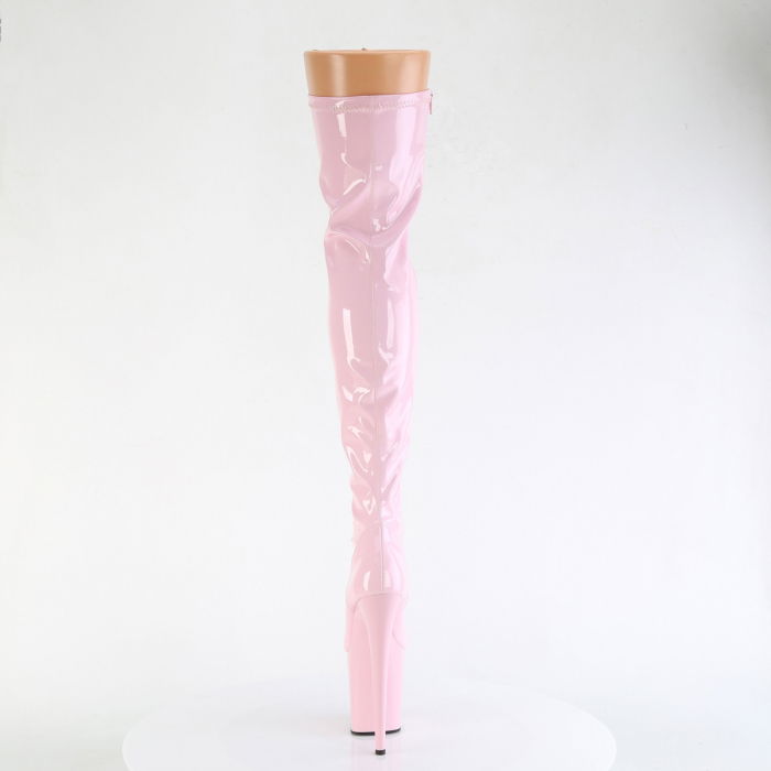 Cizme peste genunchi roz, cu toc inalt 20 cm pole dance papuci dansatoare [5]