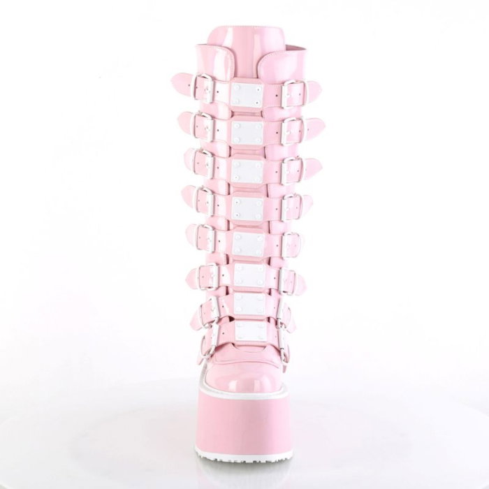 Cizme holografice roz cu platformă DAMNED 318 – DemoniaCult, până la genunchi [5]