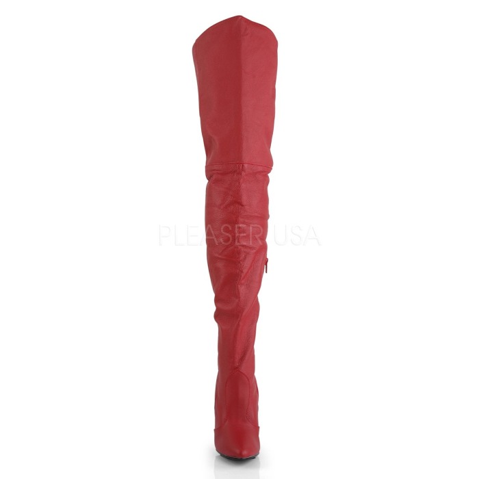 Cizme roșii peste genunchi din piele cu șiret la spate, toc cui 12,7 cm, Pleaser LEGEND 8899 [2]