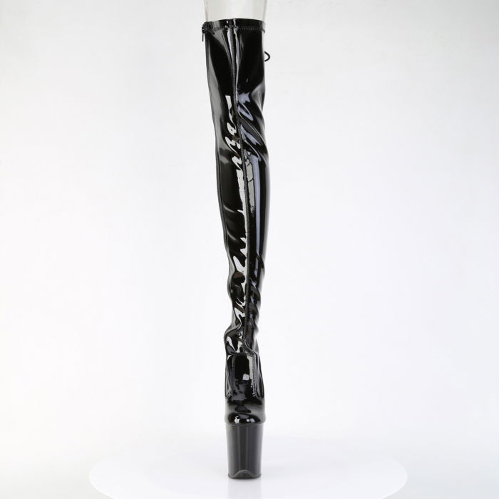 Cizme peste genunchi FLAMINGO 3850 negre din lac – Pleaser USA [3]