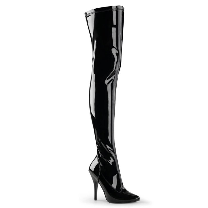Cizme peste genunchi Pleaser SEDUCE 3000 negre lac cu toc stiletto [1]