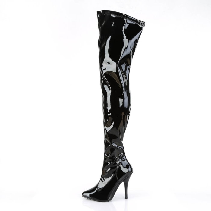 Cizme peste genunchi Pleaser SEDUCE 3000 negre lac cu toc stiletto [3]
