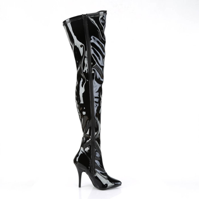 Cizme peste genunchi Pleaser SEDUCE 3000 negre lac cu toc stiletto [2]