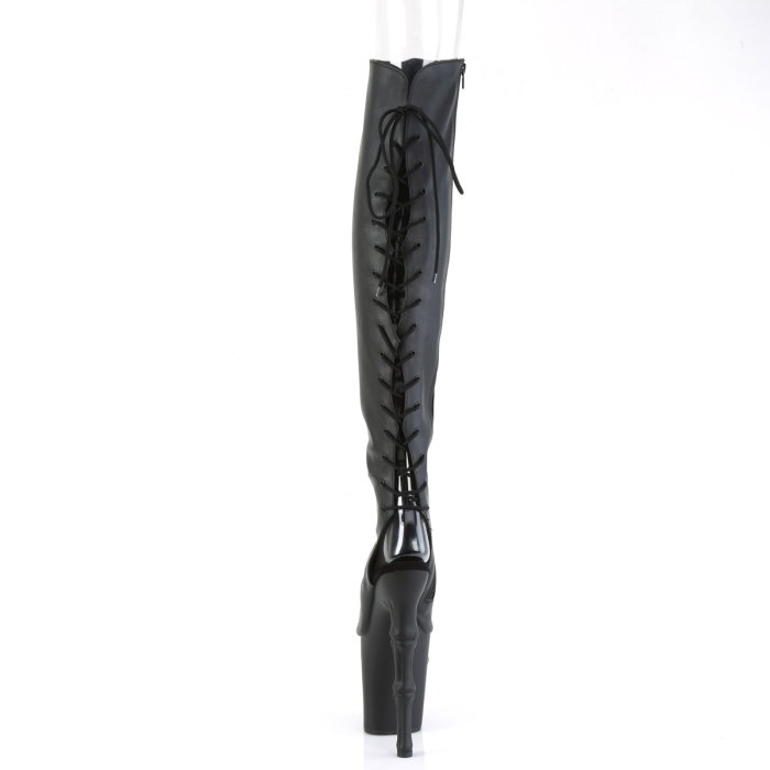 Cizme Pleaser RAPTURE 3019 negre peste genunchi cu platformă craniu și toc osos de 20 cm pentru pole dance [4]