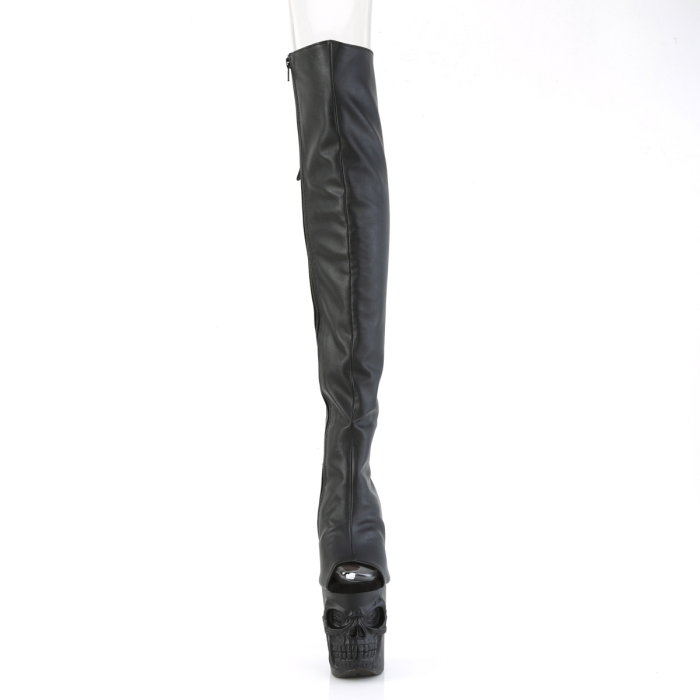 Cizme Pleaser RAPTURE 3019 negre peste genunchi cu platformă craniu și toc osos de 20 cm pentru pole dance [2]