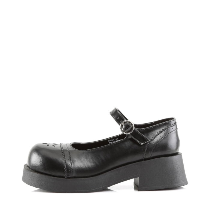 Pantofi Mary Jane Gothic Demonia CRUX 07 negri cu baretă reglabilă și toc gros [4]