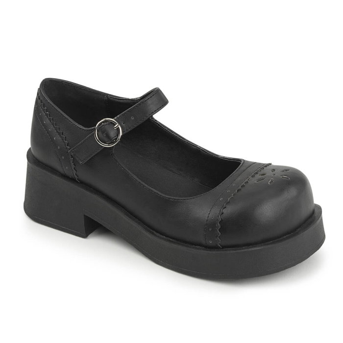 Pantofi Mary Jane Gothic Demonia CRUX 07 negri cu baretă reglabilă și toc gros [1]