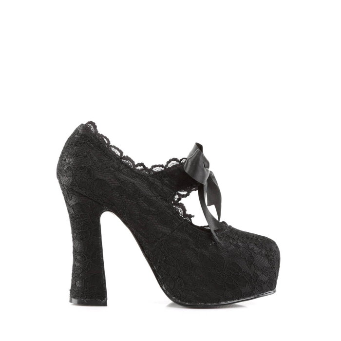 Pantofi Gothic Demonia DEMON 11 din dantelă neagră cu platformă și toc de 12,7 cm [2]