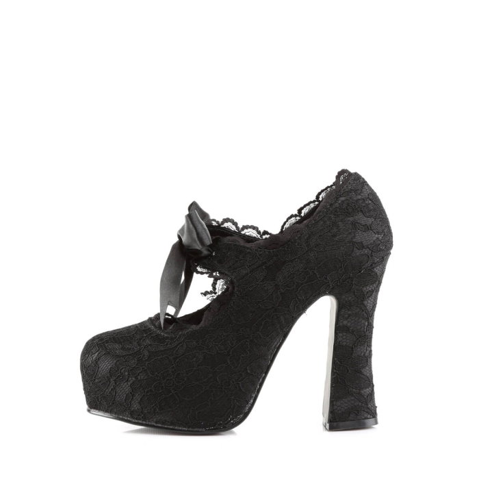 Pantofi Gothic Demonia DEMON 11 din dantelă neagră cu platformă și toc de 12,7 cm [4]