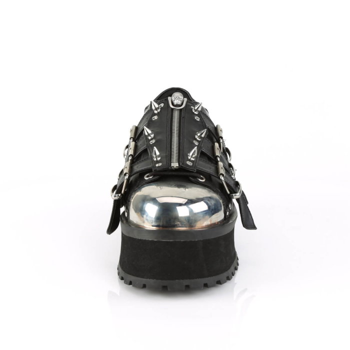 Pantofi gothic cu platformă și bombeu metalic Gravedigger 03, DemoniaCult [2]