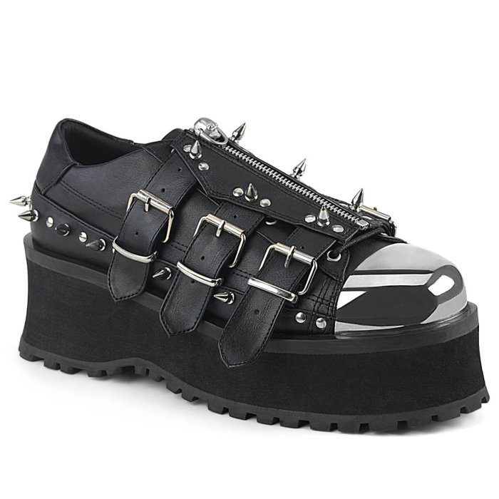 Pantofi gothic cu platformă și bombeu metalic Gravedigger 03, DemoniaCult [1]