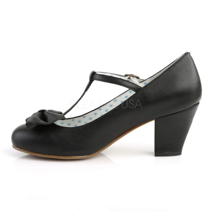 Pantofi cu toc mic si gros, stil Pin Up retro, negri, WIGGLE 50 [3]