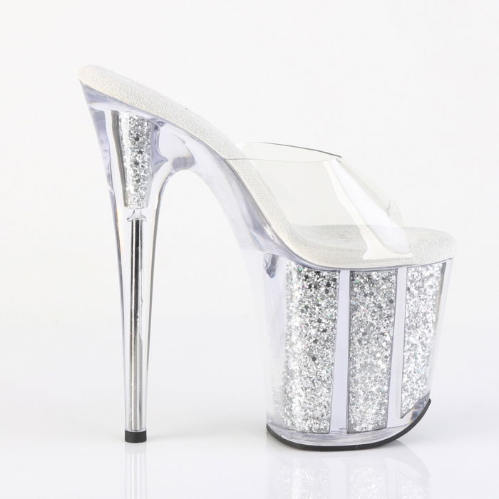 Sandale argintii cu toc inalt Pleaser pentru dans la bara [5]