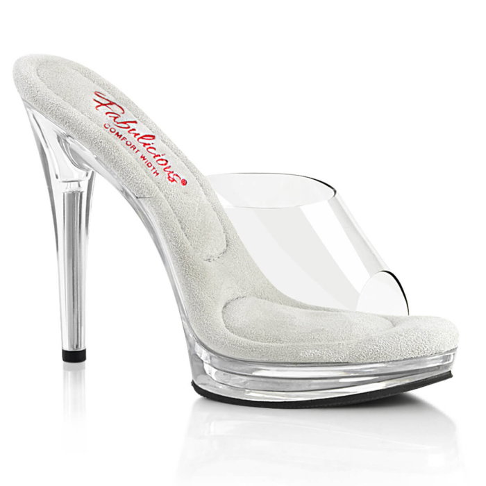 Saboți Fabulicious GLORY 501 complet transparenți, cu toc de 12,7 cm, platformă și calapod Comfort Width pentru picior lat. [1]